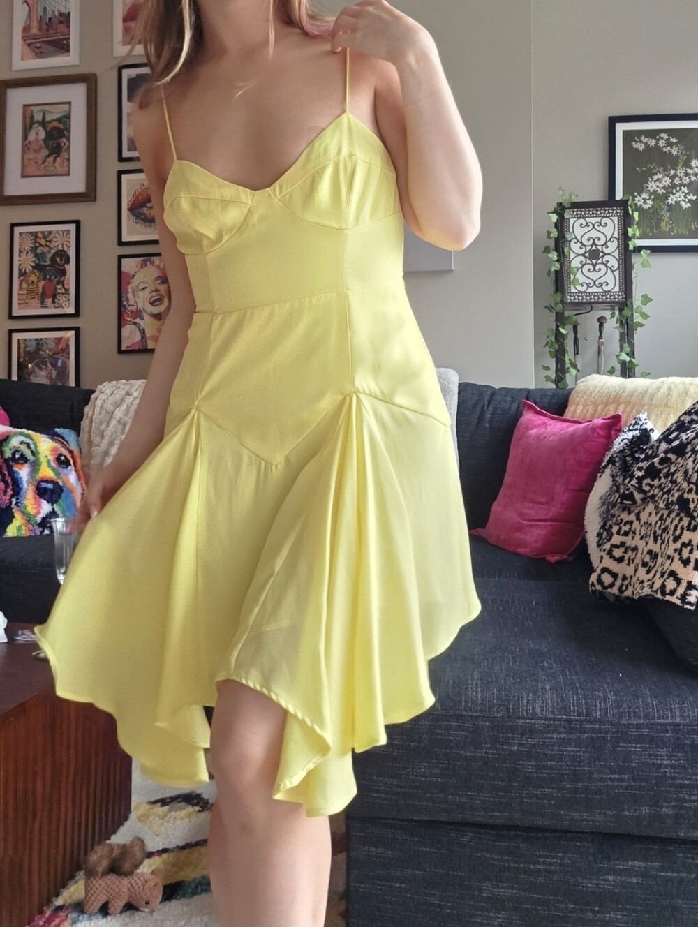 Free peoppe yellow spaghetti strap dress